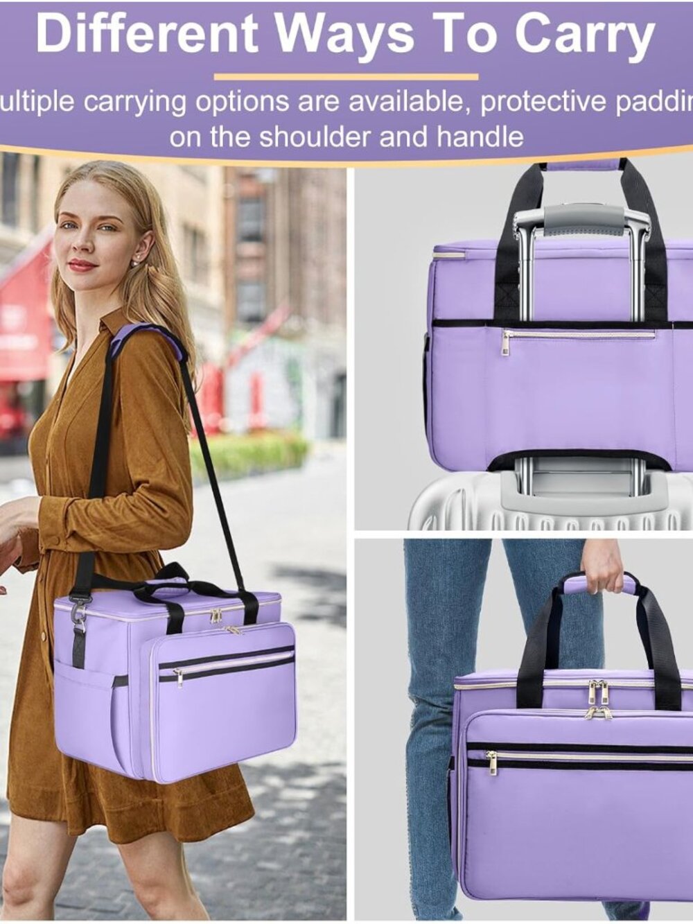 Sewing Machine Carrying Case with Removable Bottom Padding, Sewing Machine Bag F - Picture 7 of 8